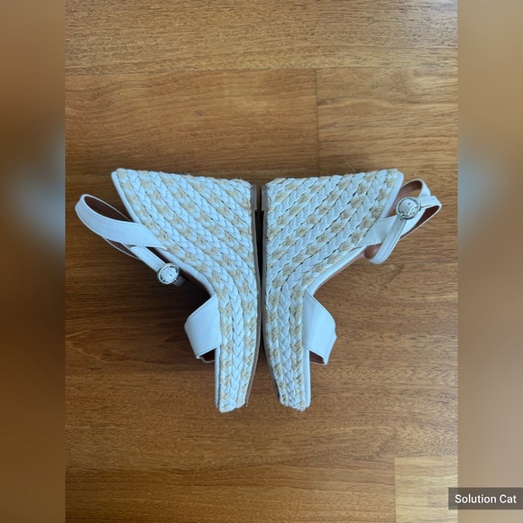 Cute Espadrille Wedges with Adjustable Strap in White & Neutral - Picture 6 of 7